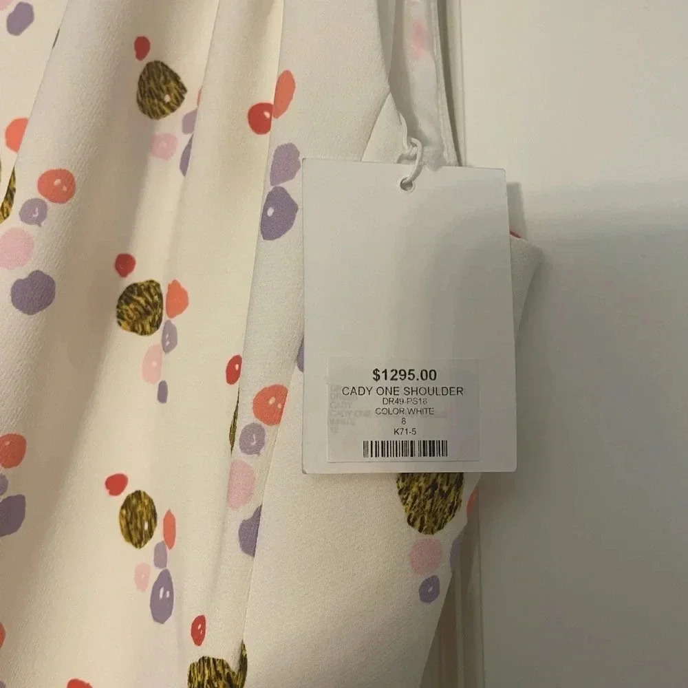 NWT Peter Pilotto Polka Dot Cady One-Shoulder Dress UK size 12, US size 8, White - Picture 4 of 8